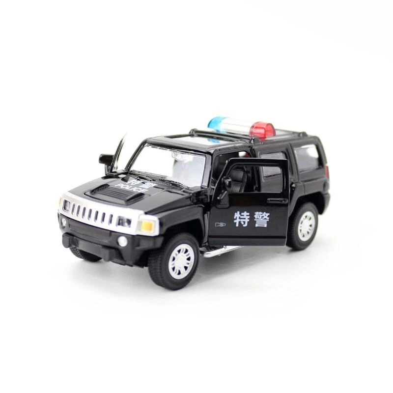 1:43 Diecast Hummer H3 Police SUV Metal Car Model Toy Pull Back Door Open Gift - Image 4 of 4