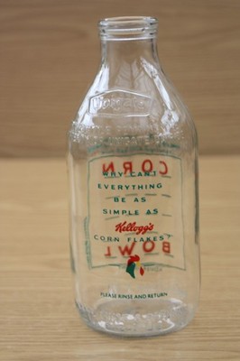 Vintage Sammlerstück - Glas Milchflasche - Unigate - Kellogg's Corn Flakes 1989 