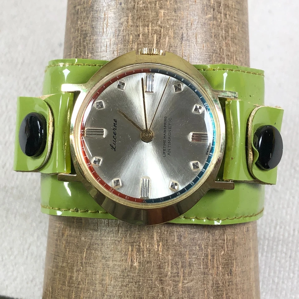 Vestido feminino Lucerna pulseira de couro verde suíço corda mecânica relógio 38mm - Imagem 2 de 4