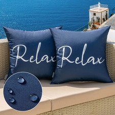 Waterproof Pillow Covers 18x18, Outdoor Decoive Set, Blue