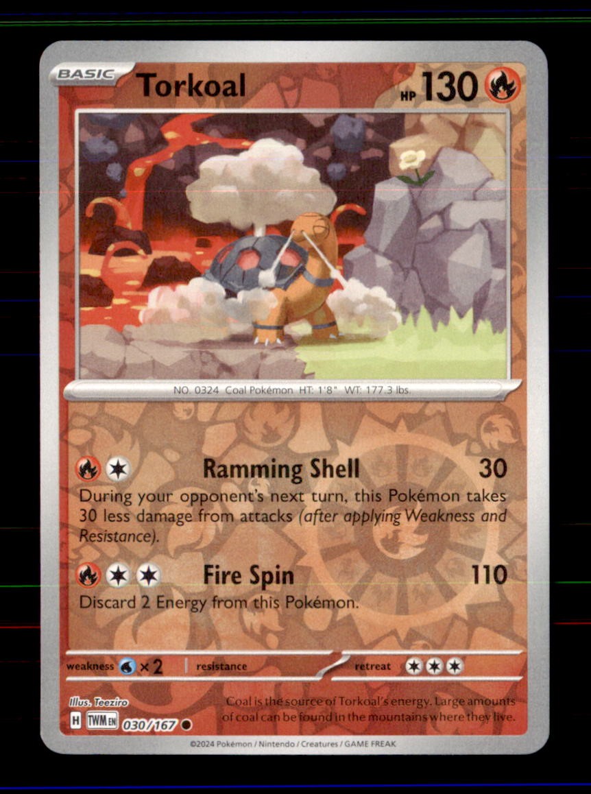 Torkoal 030/167 Common Twilight Masquerade Pokemon Reverse Holo Near Mint