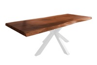 Esstisch Baumkante Massiv Akazie Nussbaumfarben 240 X 110 Spider-Gestell Metall