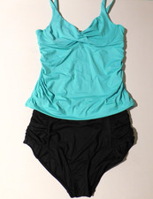 Anne Cole 2-Piece Adjustable Strap Underwire Tankini 38B C w/ XL Black Bottom