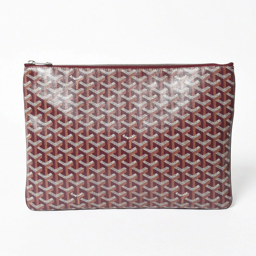 GOYARD Goyard Sena GM Clutch Bag Bordeaux Goyardine Canvas Silver Hardware SENAT