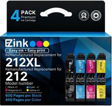 4PK 212XL T212XL Ink Cartridges For Epson WorkForce WF2830 WF2850 XP4100 printer