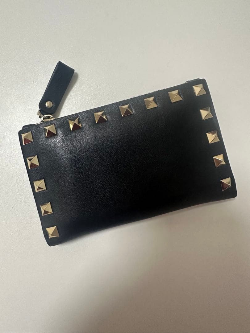 Valentino Studded Leather Coin and Card Case Black thumbnail 2