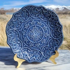 Pier 1 Chateau Clair Scalloped Blue 8.5” Salad Appetizer Plate NEW
