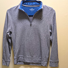Vineyard Vines Boys S Gray 1/4 Zip Mock Neck Knit Sweatshirt Whale Logo 8-10