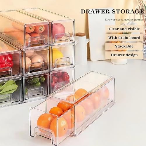 2Pack Clear Fridge Drawers Pull Out Stackable Refrigerator Drawer Organizer B... - Bild 6 von 6