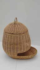 Cesta de paja vintage de ratán con tapa cesta de patatas nueva