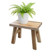 Teak Blumen Bank Rechteckig Natur - 31X25 Cm - Holz Deko Hocker Pflanzen StäNder