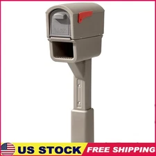 Durable Plastic Mailbox W/ Newspaper Slot Front Rear Access Busy Streets