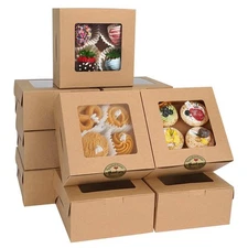 25pcs Cake Boxes6x6x3. Inches Square Bakery Boxes with Window Cajas Pasteles