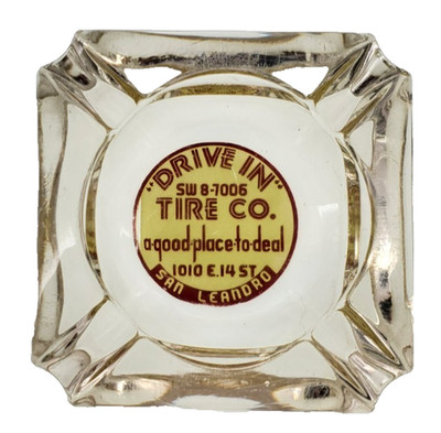 Vintage Marketing Ashtray / Drive In Tire Co. / San Leandro California CA
