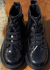The Children's Place Girls Black Glitter Lace-Up Ankle Bootie, Size 8