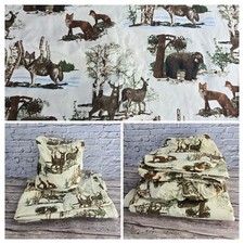 Woodland Animal Twin Bedding 4pc Set Handmade Sheet, Fitted, Pillowcase, Case