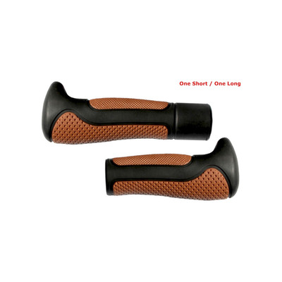 Ergonomische Fahrradgriff Griffe - Schwarz/Braun 138/108 mm lang/kurz | Rutschfest