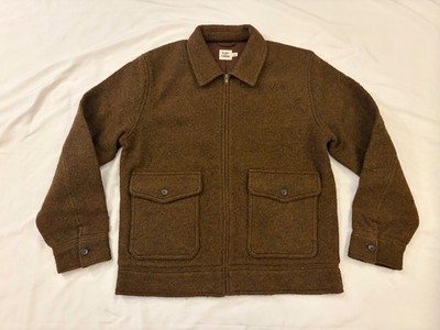 Flint and Tinder men's Boiled Wool Station Jacket, Color Brown, Size Large