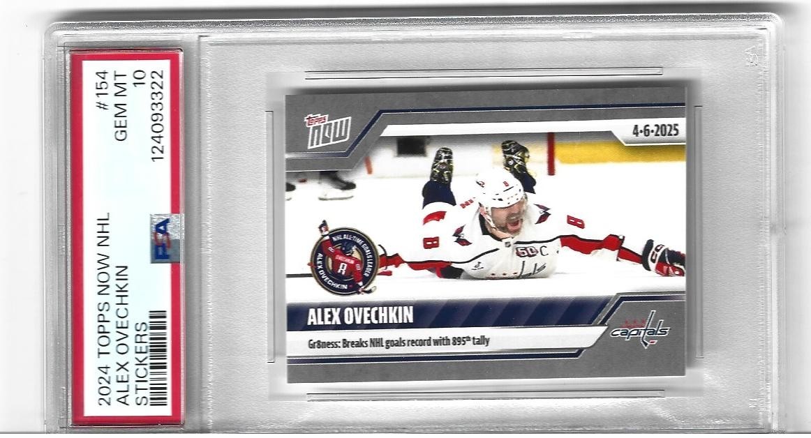 2024-25 Alex Ovechkin NHL Topps Now Card Breaks Gretzky's Record #154 PSA 10