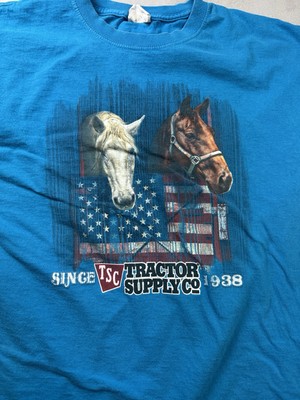 Vintage Tractor Supply Company Shirt Men s Large Teal Horses 