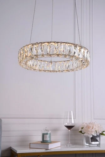 Elegant Lighting 3503D17 Monroe 18"W LED Crystal Ring Chandelier - Gold - Picture 4 of 12