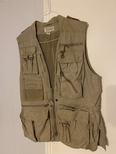 Vintage Banana Republic Safari Vest Men Medium Beige Photographer Fishing Hiking