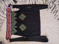 Vintage Mexican Latin American Hand Embroidered Cotton Waist Apron 29"LX25"W