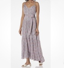 ASTR The Label Dress Sz S Chiffon Strap Maxi Dress Tiered Open Back Floral