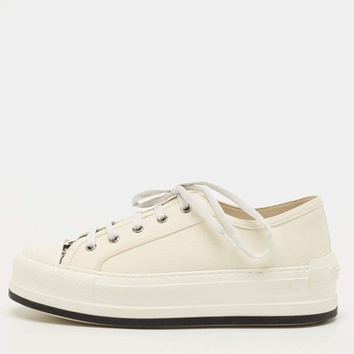 Dior WalknDior Size 39 White Canvas and Rubber Platform Sneakers