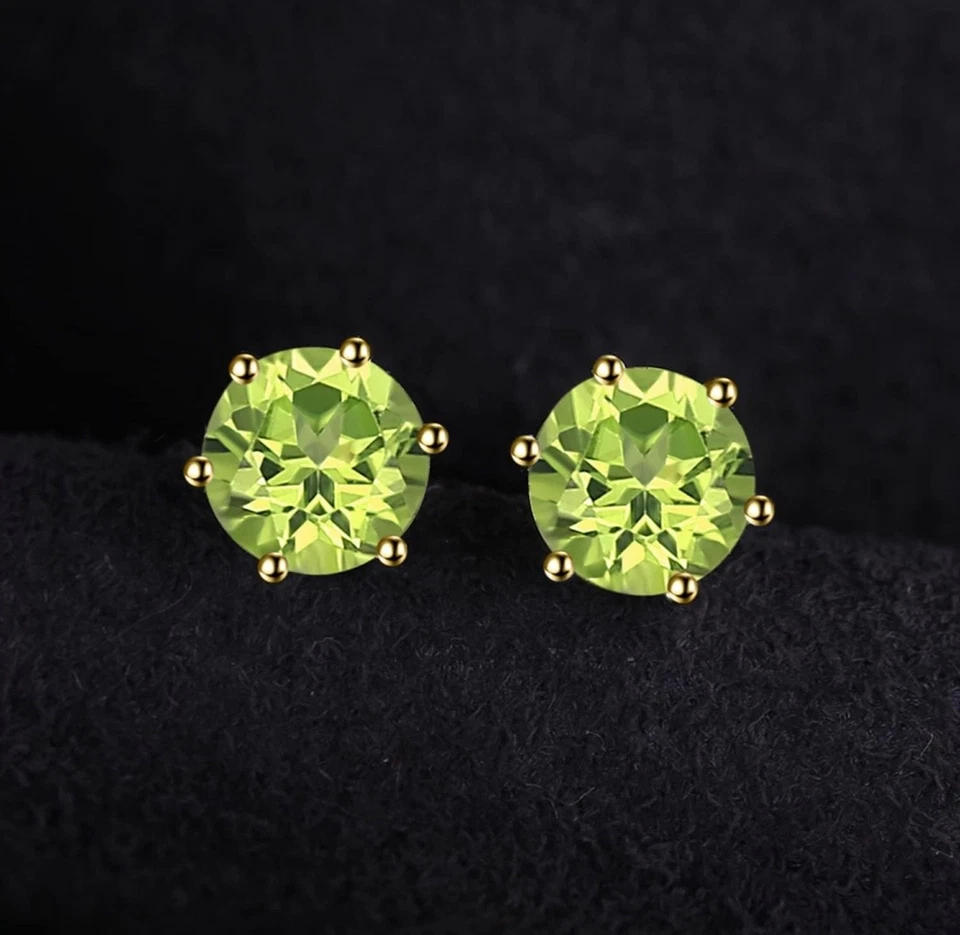 1 Paar Silber Ohrstecker mit 1.13ct Peridot, echt in 925 Sterlingsilber Ohrringe - Bild 3 von 4