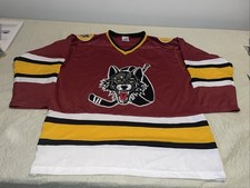 Chicago Wolves Ihl Jersey Maroon Vintage Mens Medium Red All Sewn Crest Clean