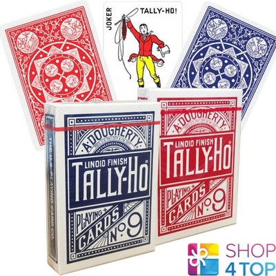 2 Decks Fahrrad Tally Ho Fan Back Spielkarten Standardindex 1 Rot 1 Blau NEU