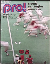 pro! The Official Magazine of the NFL. Detroit Lions vs. Eagles Dec. 5, 1971