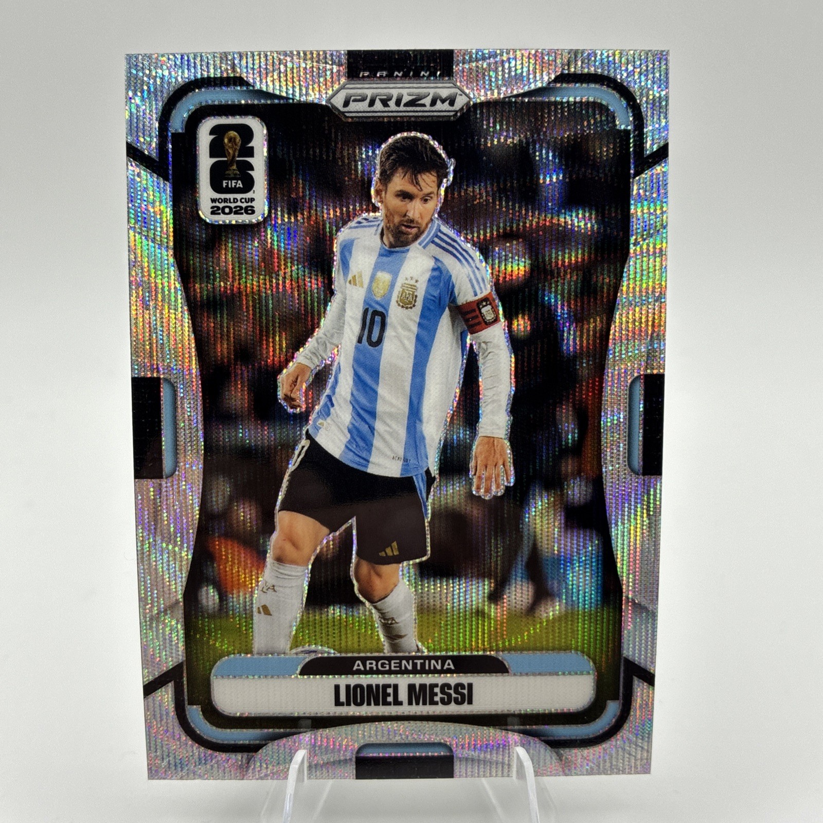 2026 Prizm FIFA World Cup Lionel Messi Silver Wave Prizm #10 Argentina view 1
