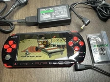 PSP-3000 God of War Black/Red Console W/ Memory Card Charger New Battery