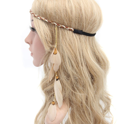 Women Lady Bohemian Tassels Hairband Headwear Hippie Feather Headband Hoop Handm