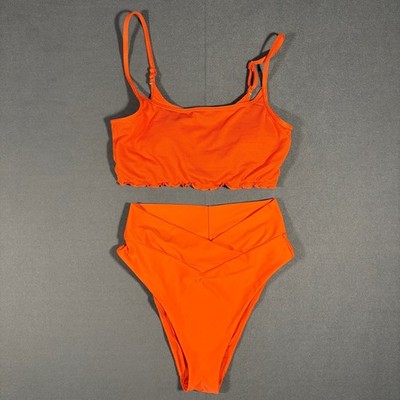Aerie Orange Bikini | Medium ''Scoop'' Top | Medium ''High Waisted Cheeky'' Bottom