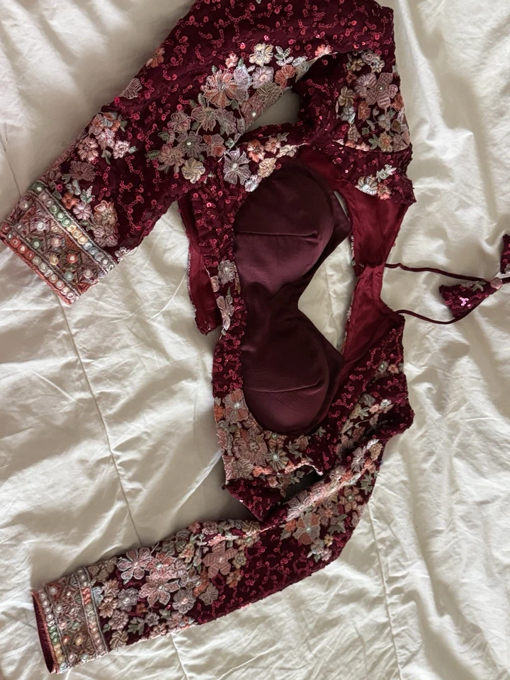 Saree Blouse Readymade Designer Sari Choli Indian Party Wear Bollywood Dress - Image 3 of 3