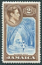 JAMAICA 1938 2s blue and chocolate SG131 mint MH FG Bamboo Walk #A02