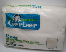 Vintage Gerber 12 Flat fold Birdseye Weave Cloth 100 Cotton Diapers 90's New