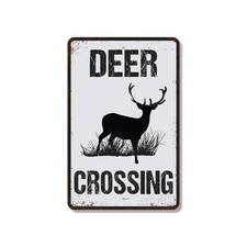 Buck Deer Crossing Distressed Sign Antlers On Patrol Perfect for Farm Lanes
