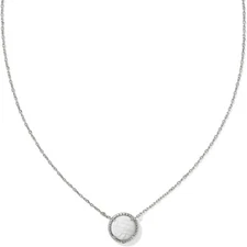 Kendra Scott Volleyball Pendant Necklace, RHODIUM - WHITE MOTHER OF PEARL 