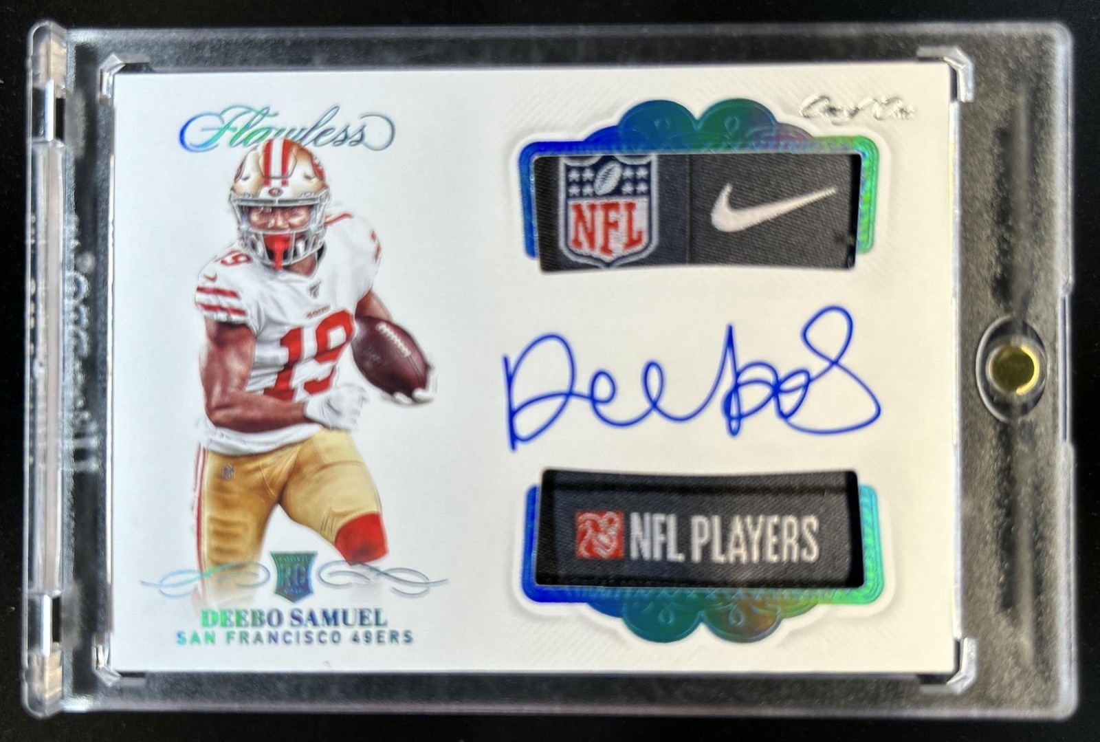 2019 Flawless Deebo Samuel Rookie Dual Patch Auto Laundry Tag Platinum RC #1/1
