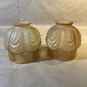 Pair Of Vintage Amber Colored Glass Lamp/Light Shades As Is INV-B5K10