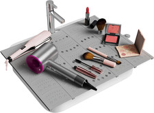 Bathroom Sink Cover for Counter Space, Foldable Silicone Makeup Mat for Hair Sty
