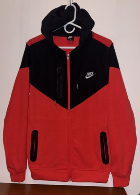 Nike Tech Fleece Hoodie Sweatshirt Orange Black Jacket Adult Size Small