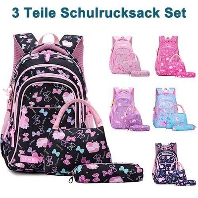 3T Set Schulrucksack Rucksack Backpack Freizeit Jungen Mädchen Schule Kinder Neu