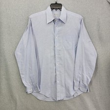 HUNTINGTON shirt 16x37/ large blue distressed vtg usa made long sleeve button