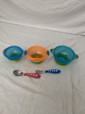 Munchkin Bowls Orange  Blue for Kids Toddler 3 Pack  Spoon, Fork  