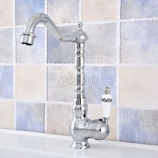 Kitchen Sink Mixer Tap 360  Swivel Spout Single Lever Chrome Brass Kitchen Taps